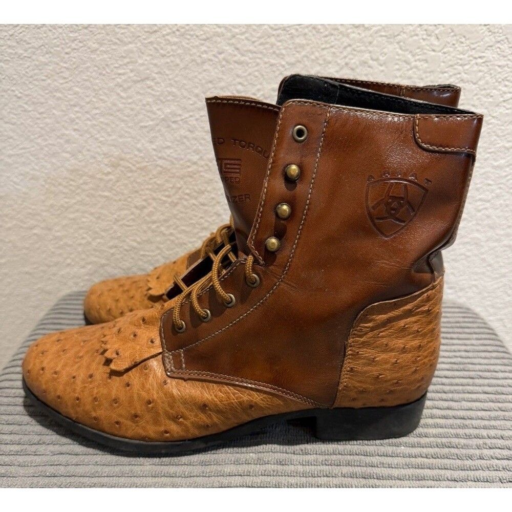 Ariat Women’s Ostrich Vamp Lace-Up Boots Size 11 Brown Exotic Leather Western - Picture 5 of 15